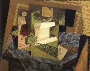 Juan Gris Fruit dish on the blanket in blue color oil painting picture wholesale